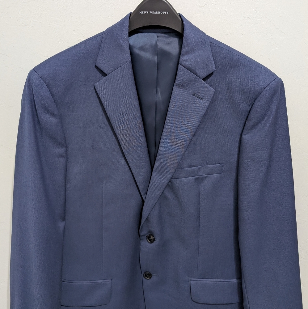 ‼️SOLD‼️ 100% Wool Calvin Klein Men's Blue Suit Formal Slim Fit 42S, 34X30 - Picture 3 of 11